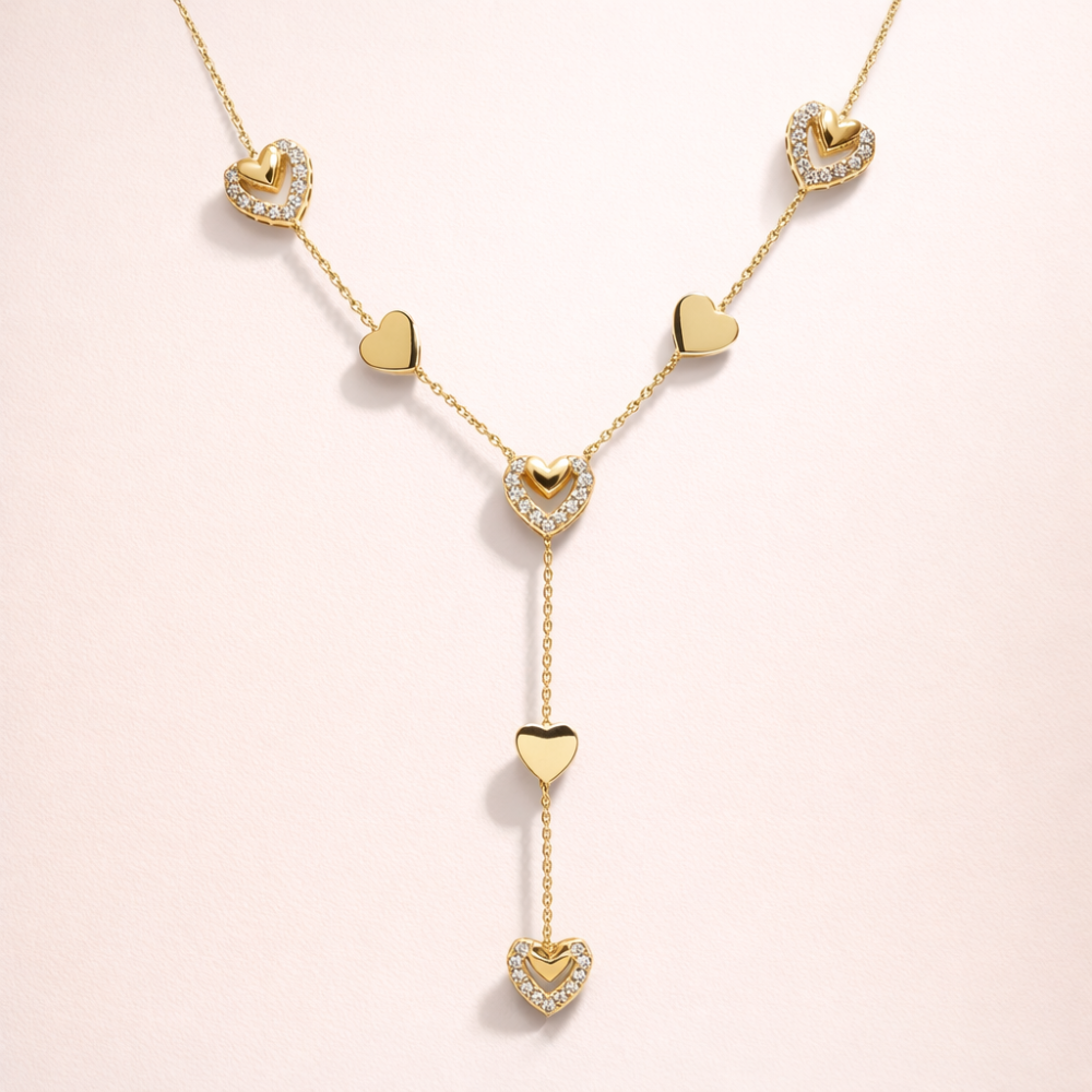 Collier Y Lily cœurs acier inoxydable bijoux acier inoxydable | Gaou Bijoux