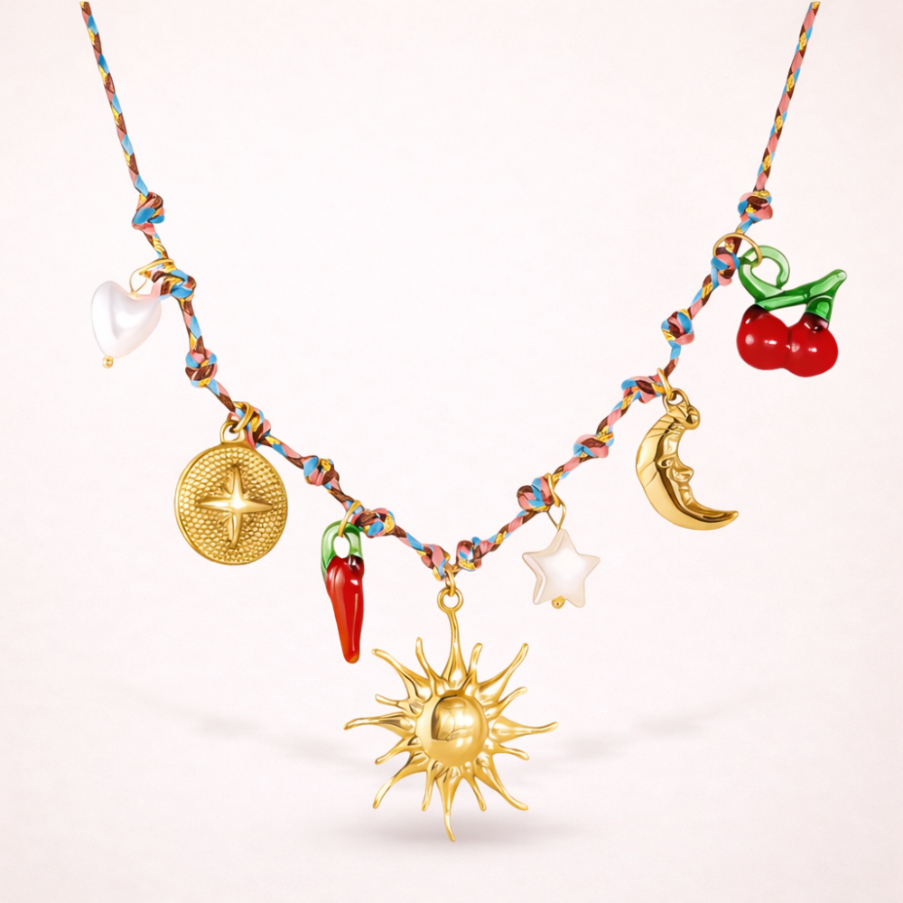 Collier charms Solana acier inoxydable bijoux charms colorés | Gaou Bijoux