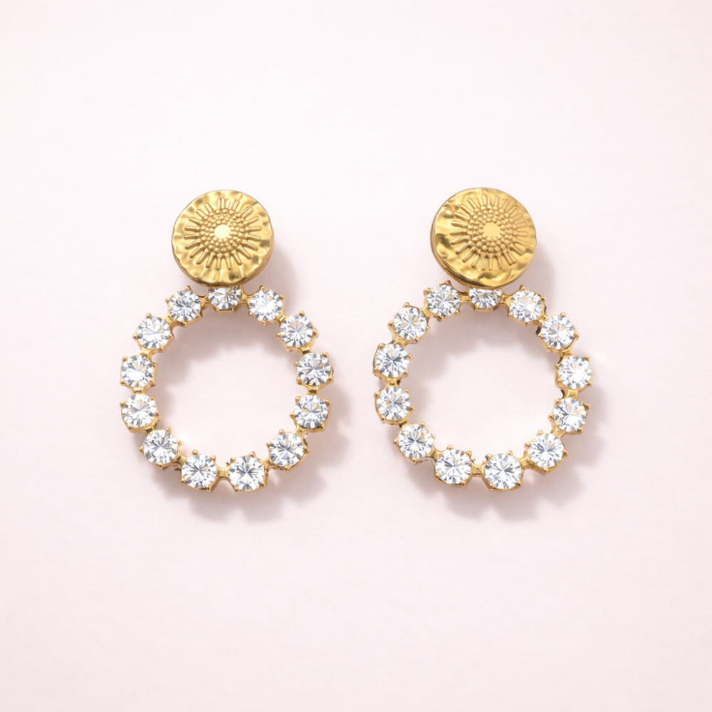 Boucles d’oreilles Lou acier inoxydable strass bijoux acier inoxydable | Gaou Bijoux