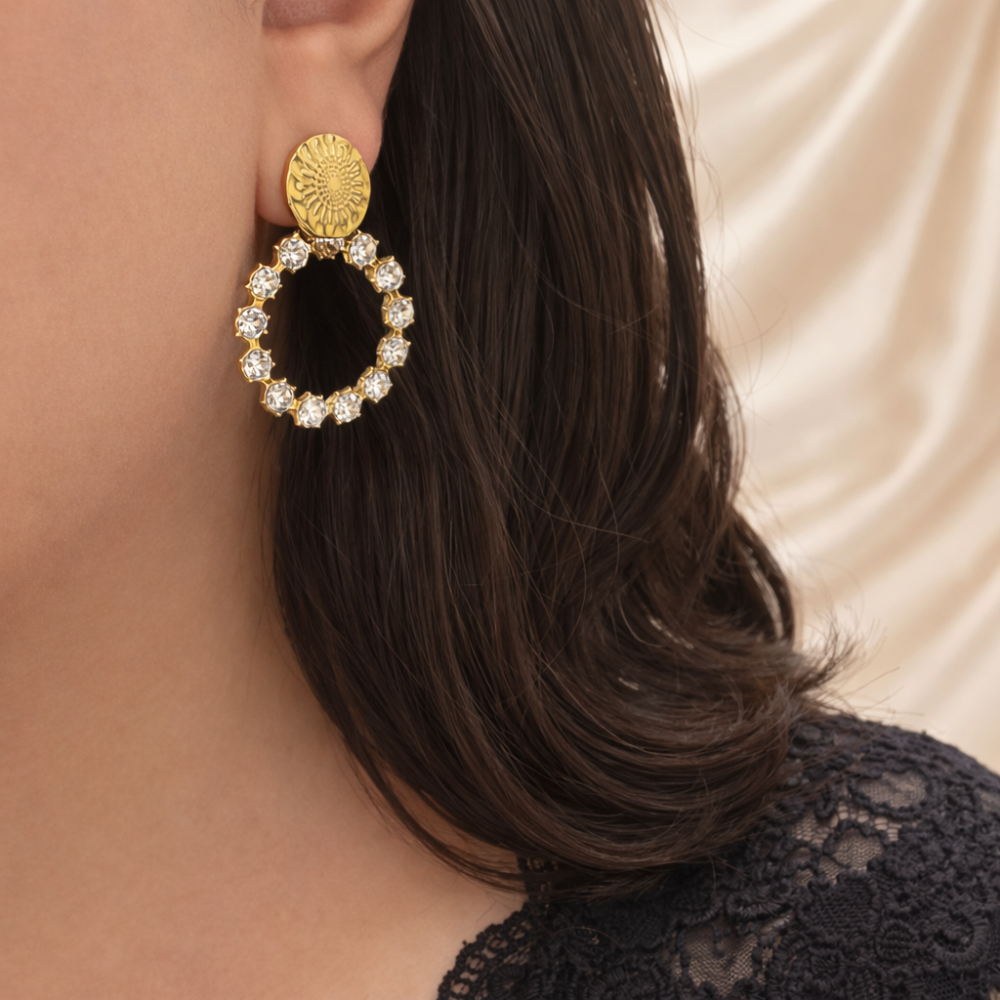 Boucles d’oreilles Lou acier inoxydable strass bijoux acier inoxydable | Gaou Bijoux