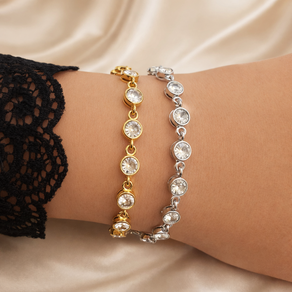 Bracelet Émy zircons acier inoxydable doré argenté bijoux acier inoxydable | Gaou Bijoux