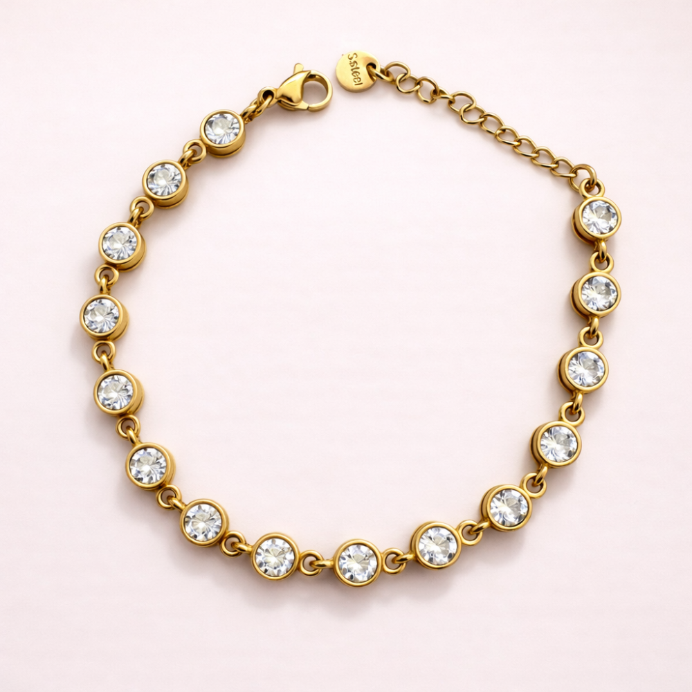 Bracelet Émy zircons acier inoxydable doré argenté bijoux acier inoxydable | Gaou Bijoux