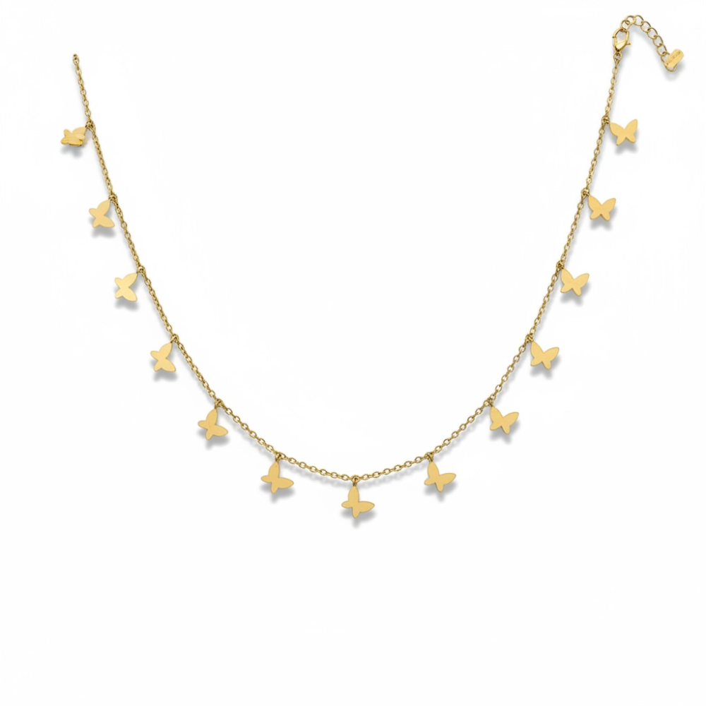 Ras du cou papillons acier inoxydable doré argenté bijoux acier inoxydable | Gaou Bijoux
