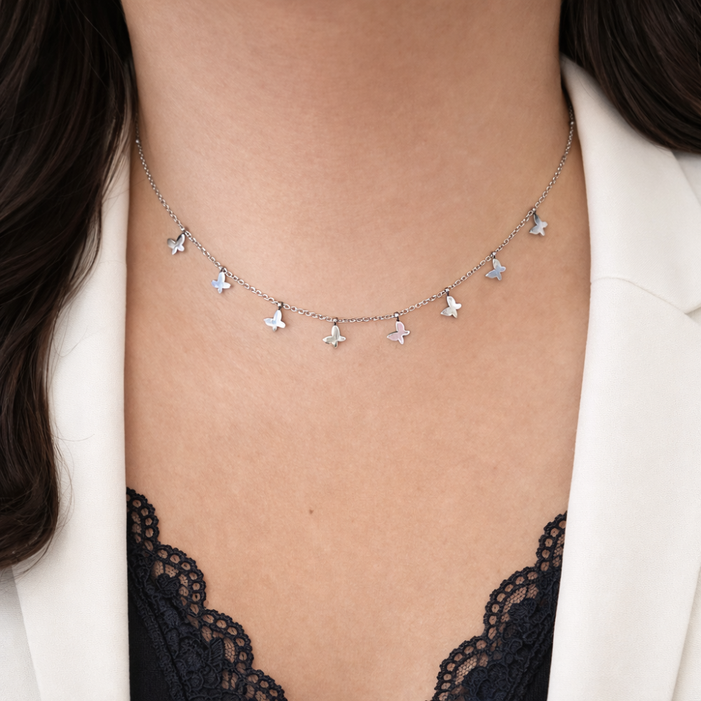 Ras du cou papillons acier inoxydable doré argenté bijoux acier inoxydable | Gaou Bijoux