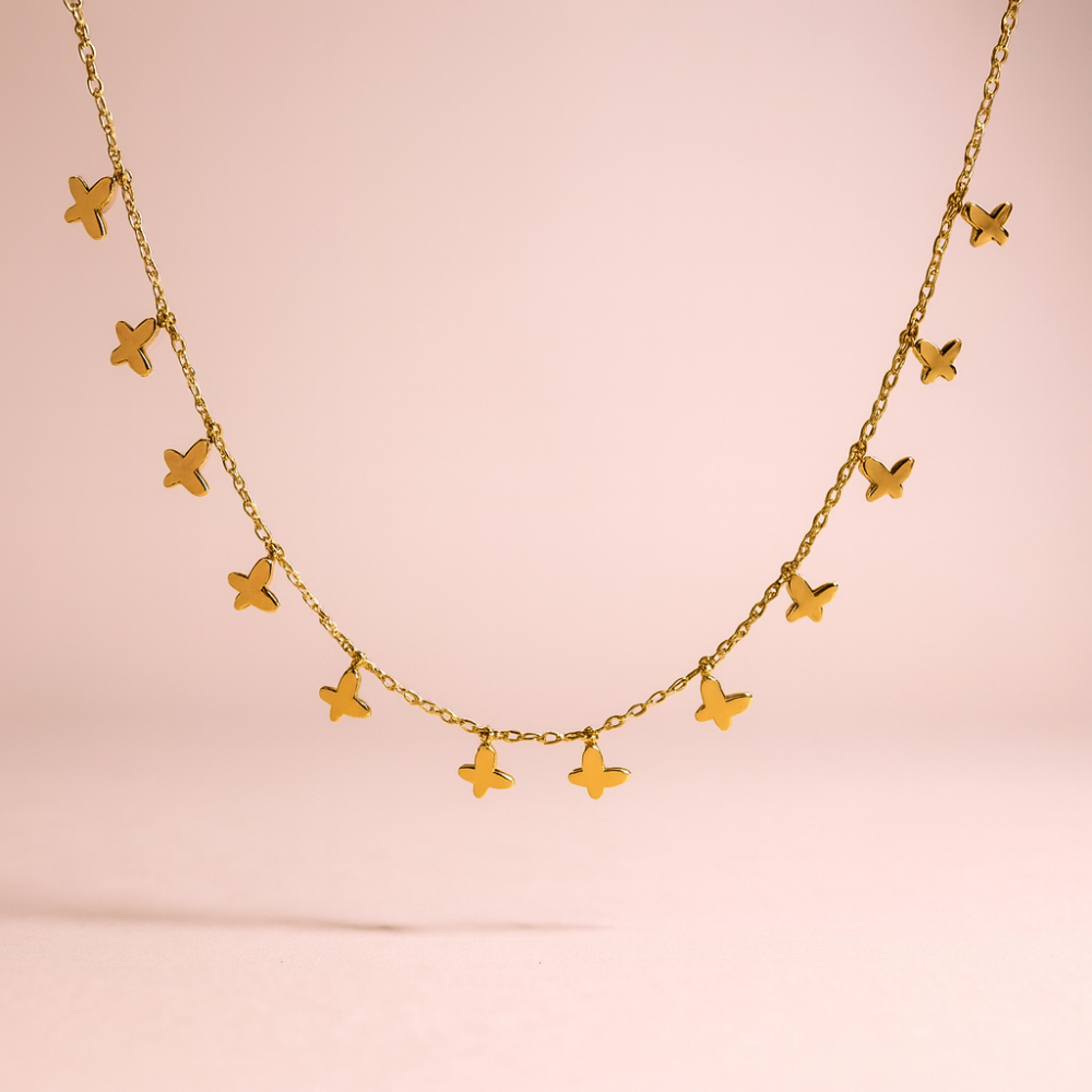 Ras du cou papillons acier inoxydable doré argenté bijoux acier inoxydable | Gaou Bijoux