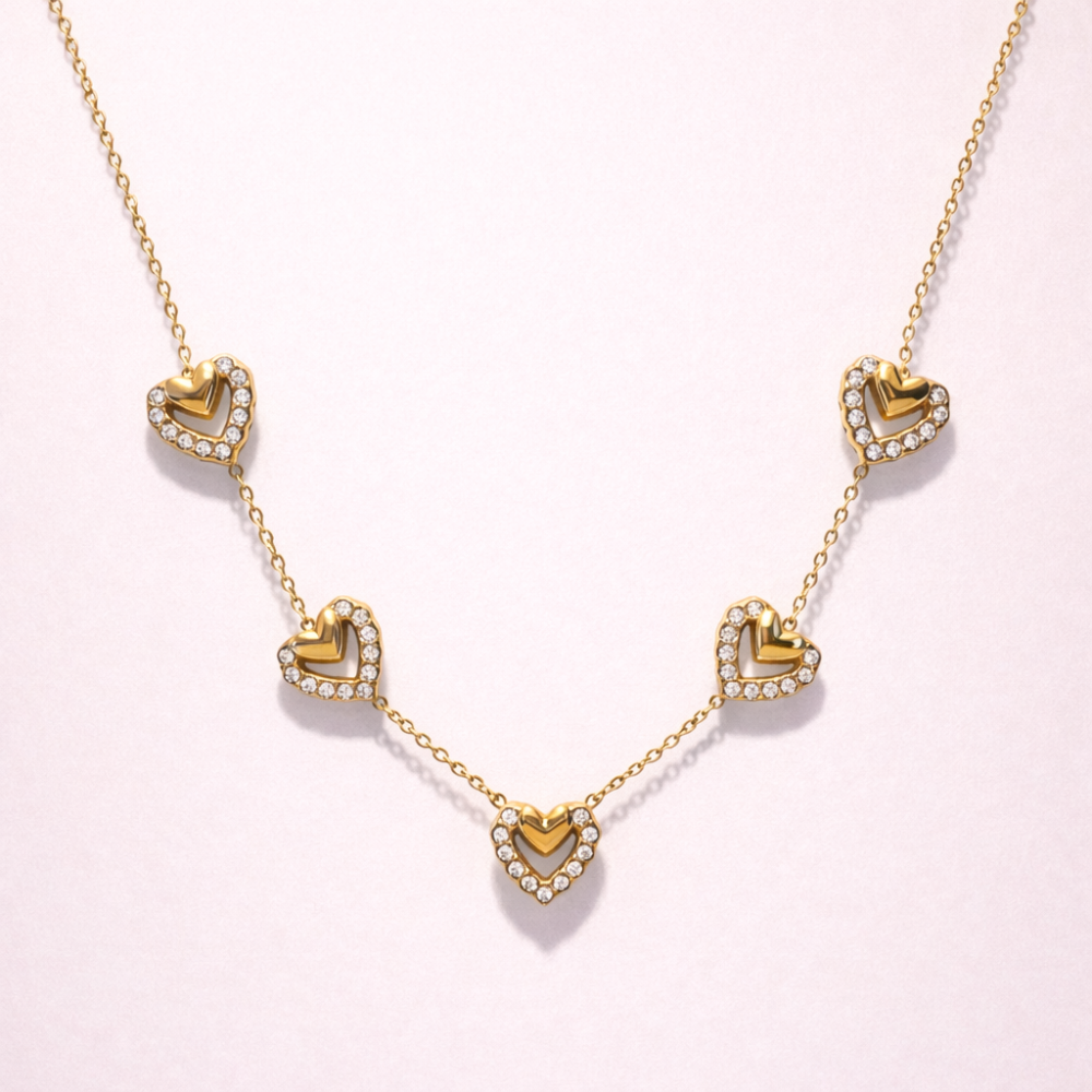 Collier Lily – Cœurs & Zircons