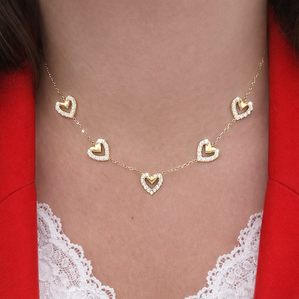 Collier Lily – Cœurs & Zircons