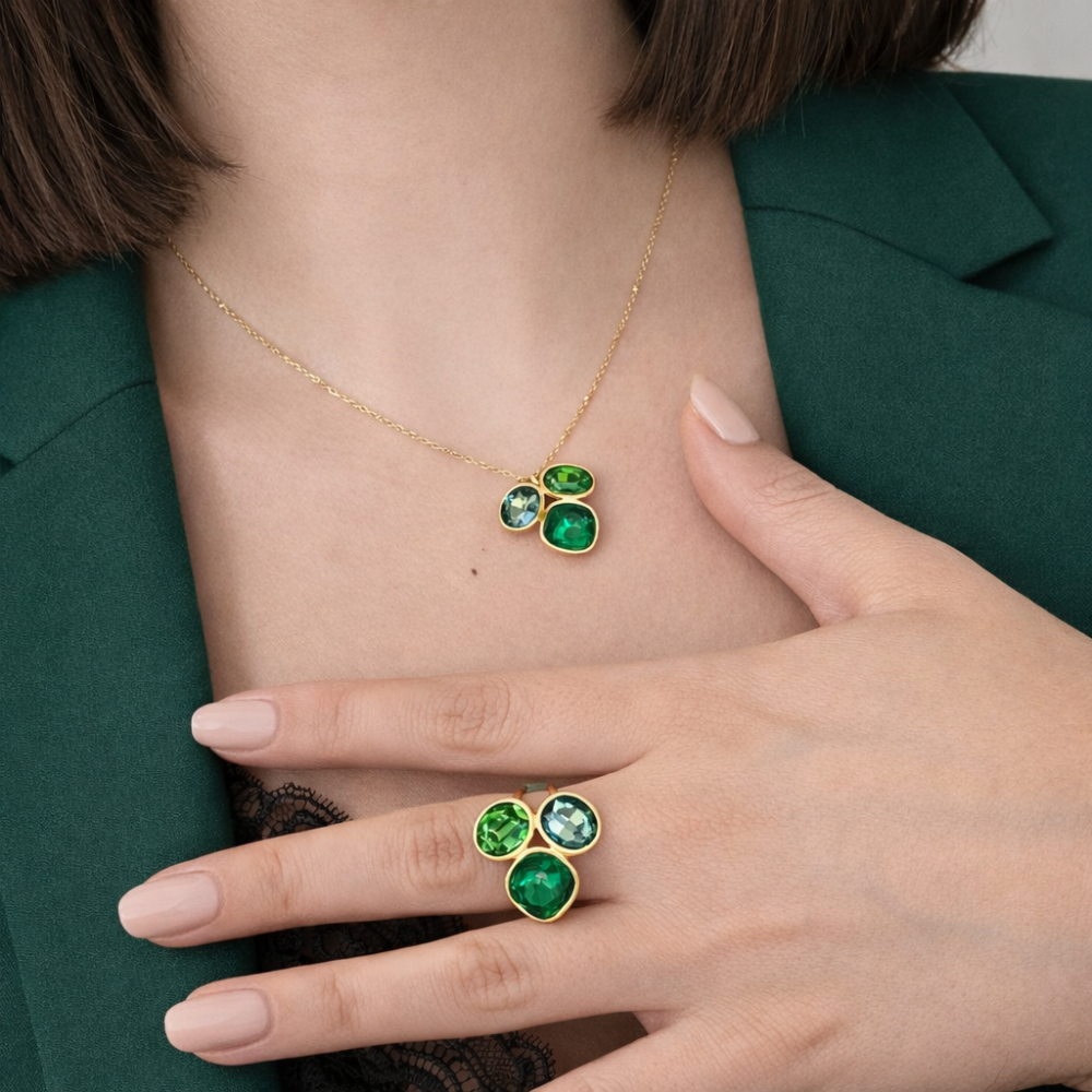 Collier Gemma – Collier trio de cristaux bijoux acier inoxydable | Gaou Bijoux