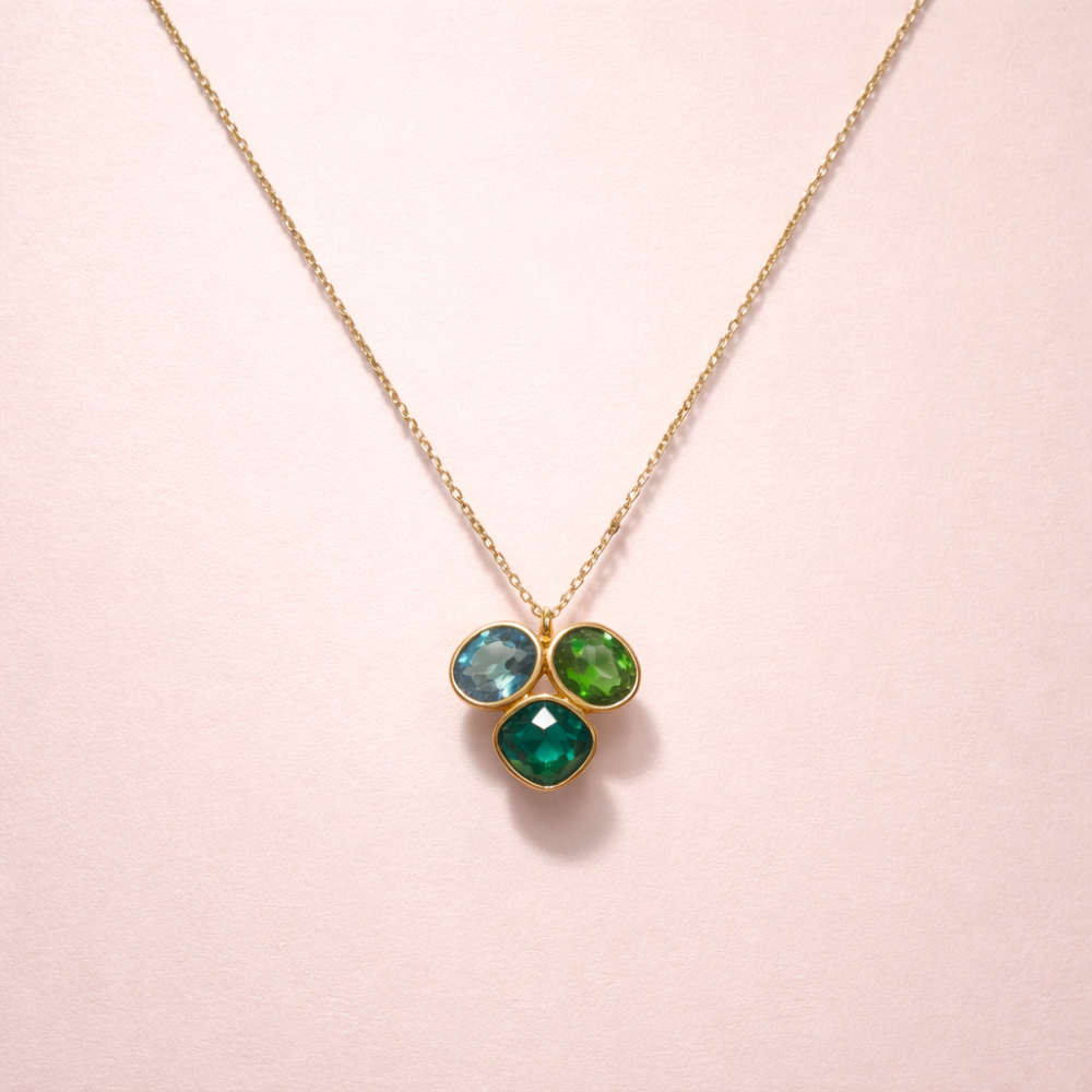 Collier Gemma – Collier trio de cristaux bijoux acier inoxydable | Gaou Bijoux