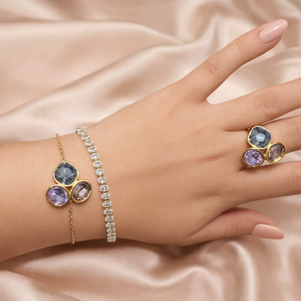 Bracelet Gemma trio de pierres acier inoxydable bijoux acier inoxydable | Gaou Bijoux