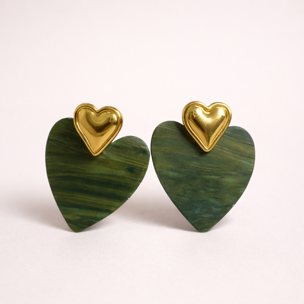 Boucles d’Oreilles Cœur Vert et Doré – bijoux acier inoxydable | Gaou Bijoux  Meta description  Déc