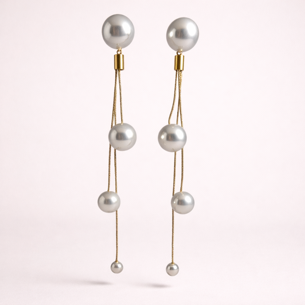 Boucles Perles Longues Éclat – bijoux acier inoxydable | Gaou Bijoux