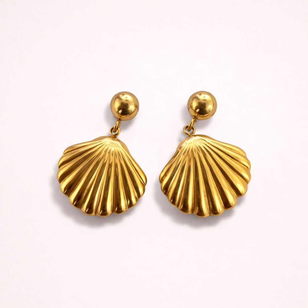 Boucles Coquillage Dorées en acier inoxydable | Gaou Bijoux
