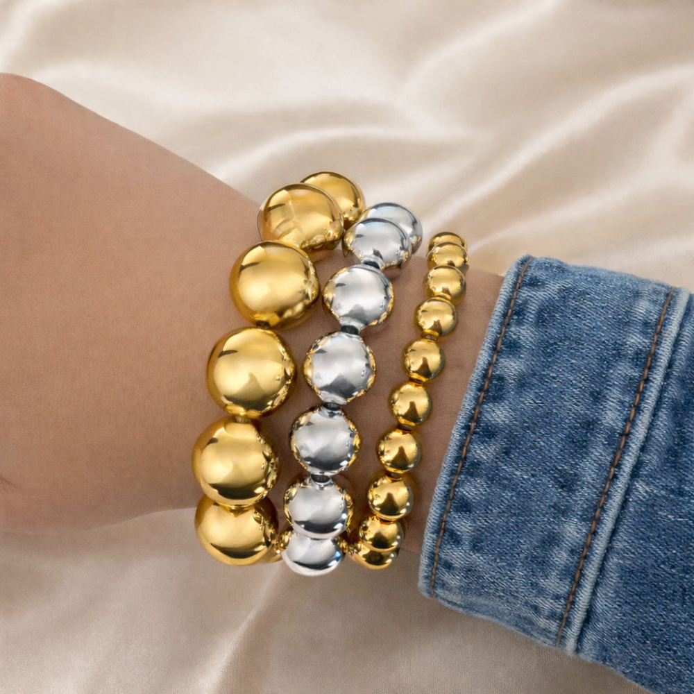 Bracelet boules XXL brillant | bijoux acier inoxydable | Gaou Bijoux