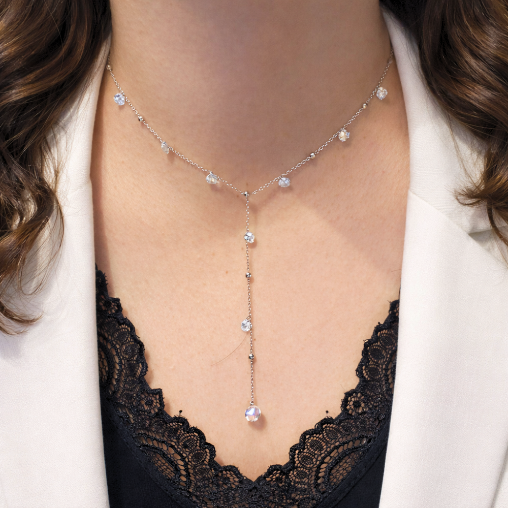 Collier Y avec gouttes doré et argenté bijoux acier inoxydable | Gaou Bijoux