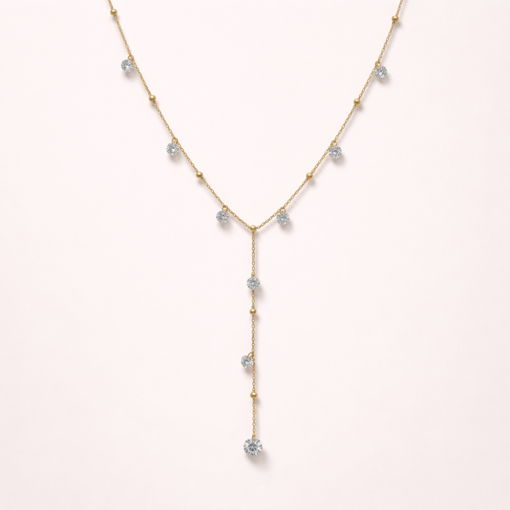 Collier Y avec gouttes doré et argenté bijoux acier inoxydable | Gaou Bijoux