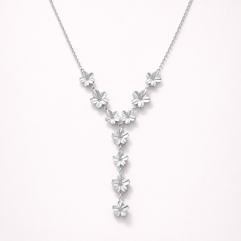 Collier Y fleurs doré et argenté bijoux acier inoxydable | Gaou Bijoux