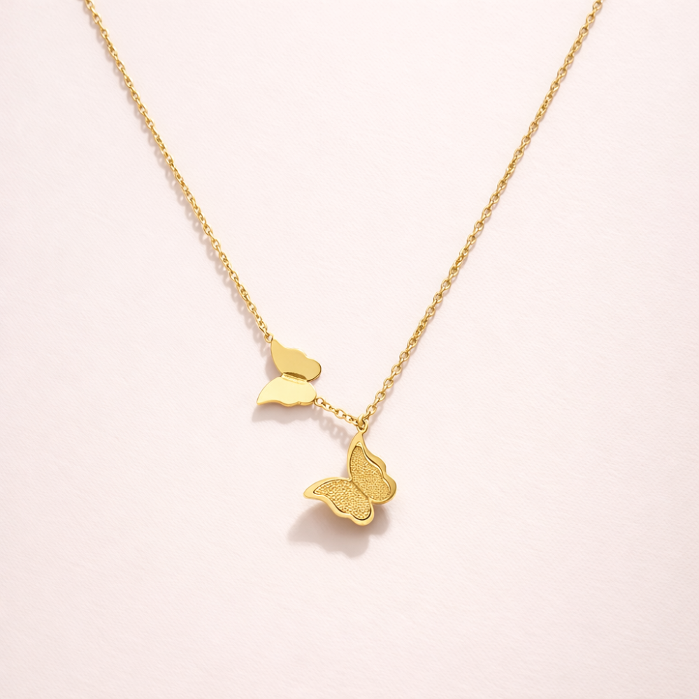 Collier Papillons Dorés – bijoux acier inoxydable | Gaou Bijoux