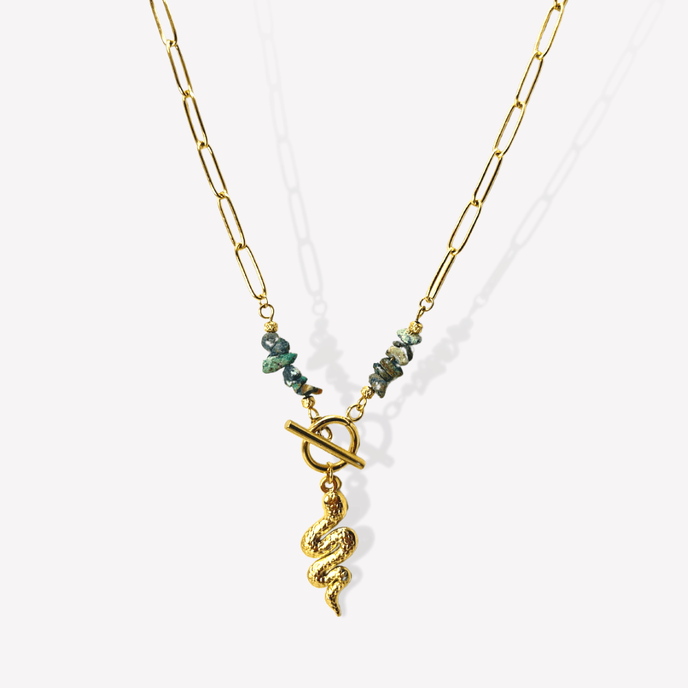 Collier Serpent et perle | Gaou Bijoux