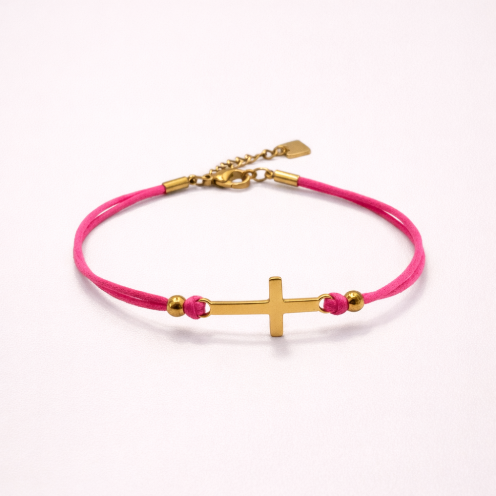 Bracelet Croix Doré sur Cordon – Gaou Bijoux