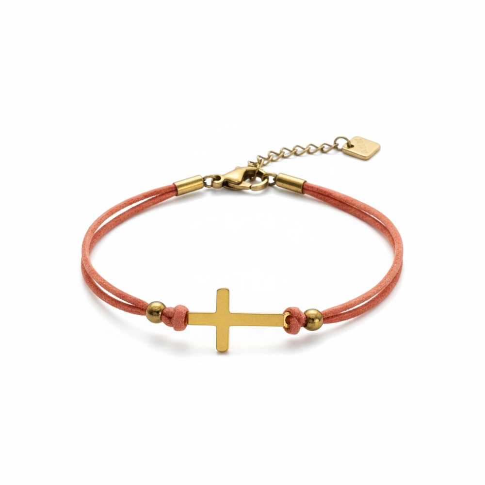 Bracelet Croix Doré sur Cordon – Gaou Bijoux