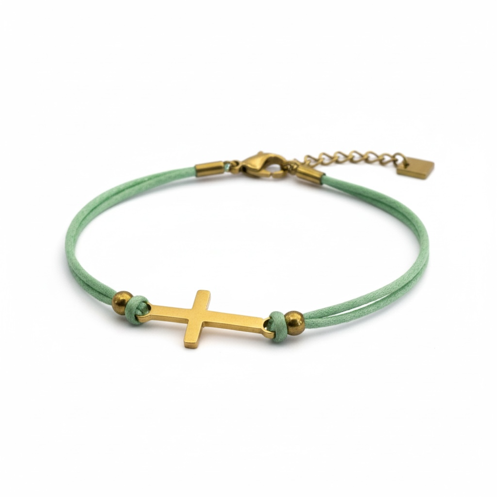 Bracelet Croix Doré sur Cordon – Gaou Bijoux