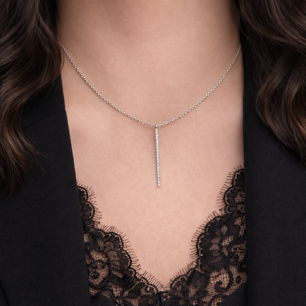 Collier barre dorée minimaliste avec strass acier inoxydable | Gaou Bijoux