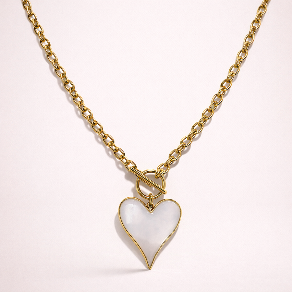 Collier Cœur Pierre Blanche Doré | bijoux acier inoxydable | Gaou Bijoux