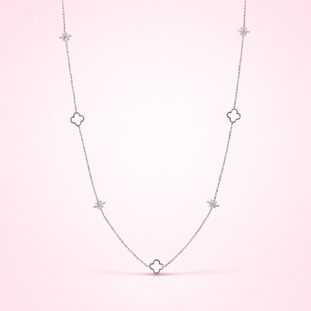 Collier Sautoir Étoiles & Trèfles