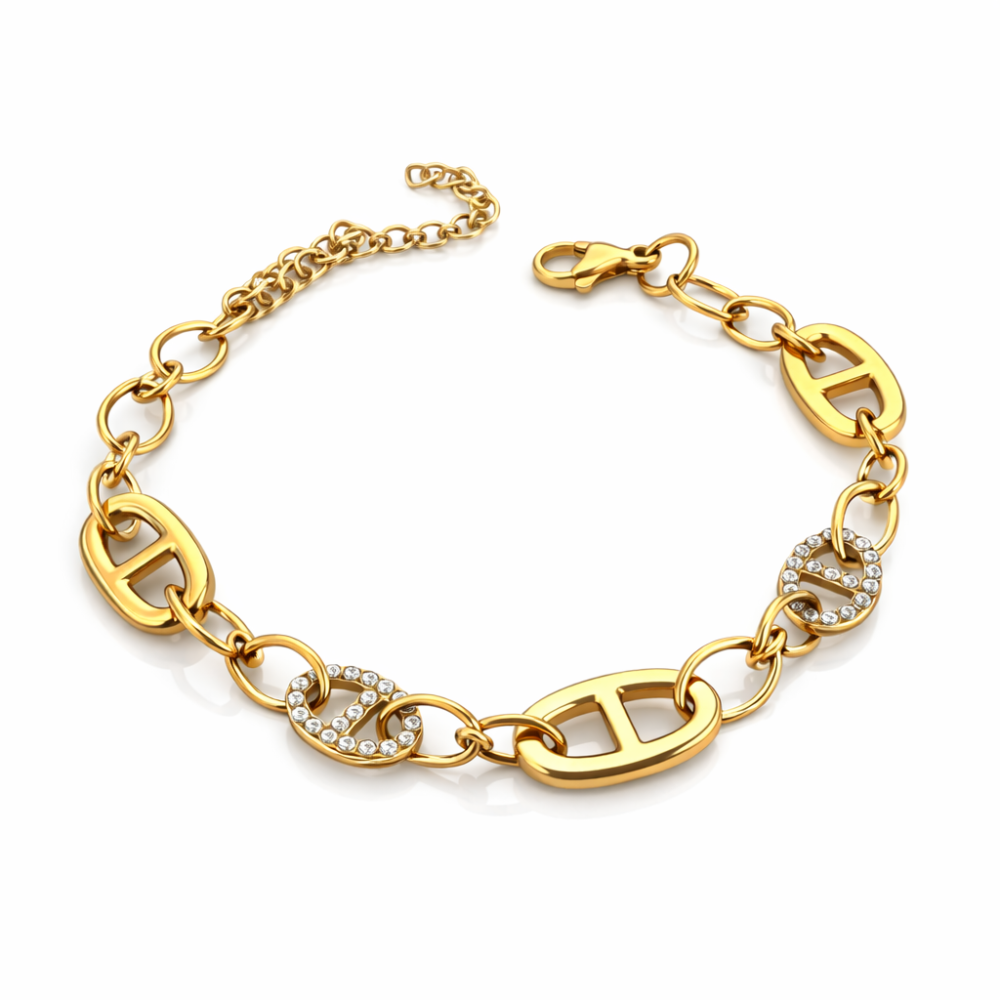 Bracelet Maille Marine zircon femme – bijoux acier inoxydable | Gaou Bijoux