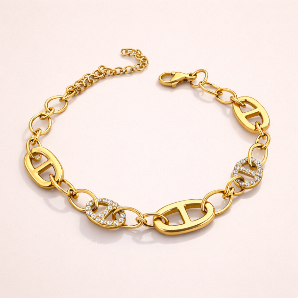 Bracelet Maille Marine zircon femme – bijoux acier inoxydable | Gaou Bijoux