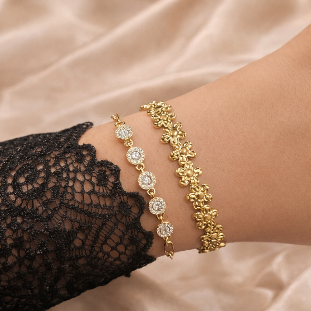 Bracelet jonc fleurs ajourées femme – bijoux acier inoxydable | Gaou Bijoux