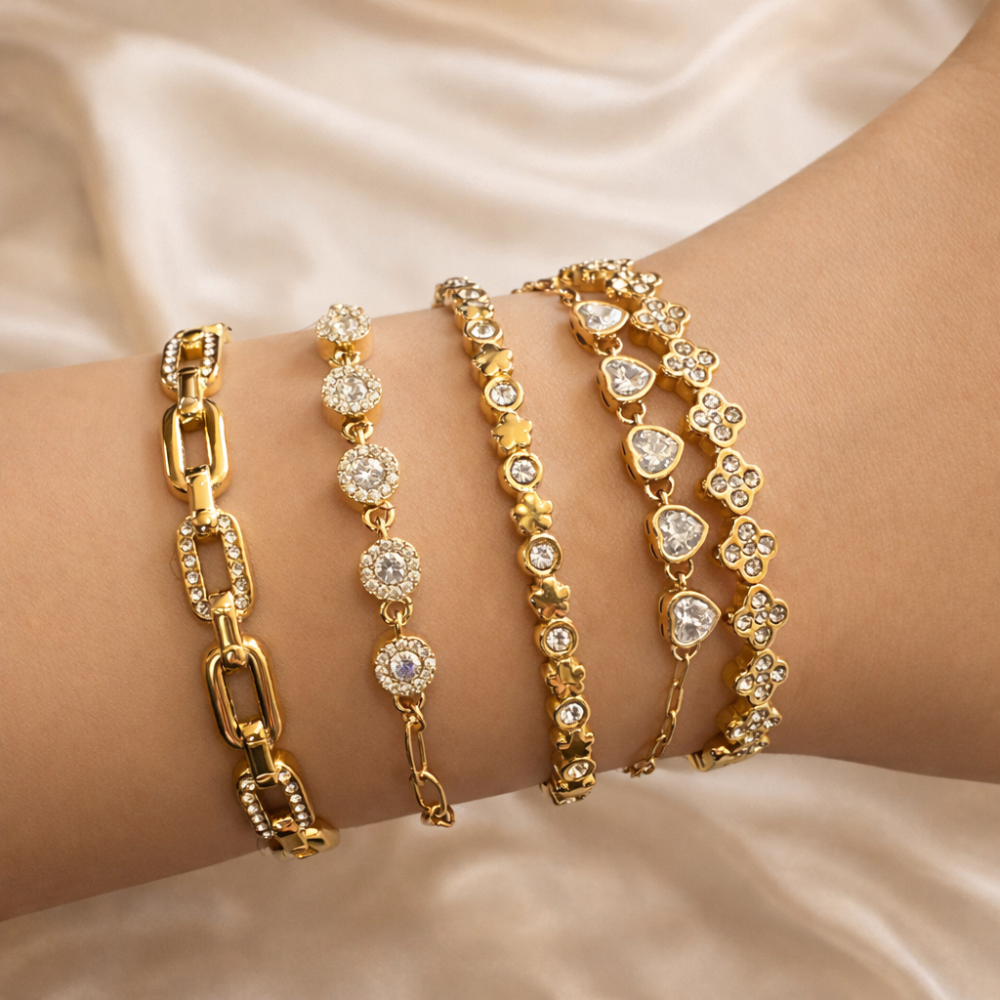 Bracelet pastilles zircon femme – bijoux acier inoxydable | Gaou Bijoux