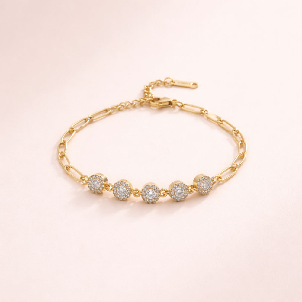 Bracelet pastilles zircon femme – bijoux acier inoxydable | Gaou Bijoux