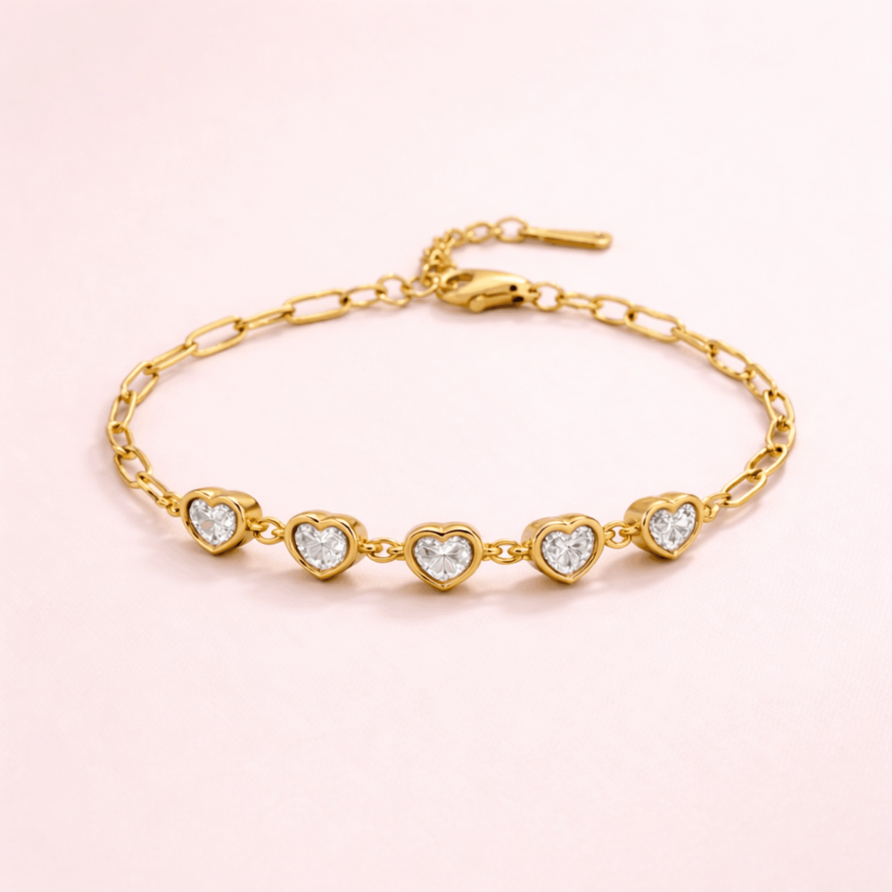 Bracelet Belle cœurs zircon femme – bijoux acier inoxydable | Gaou Bijoux