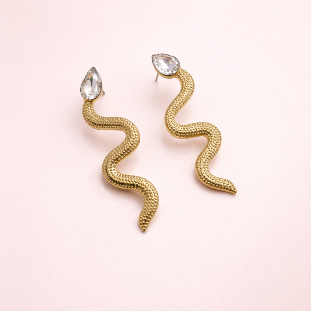 Boucles d’oreilles serpent cristal femme – bijoux acier inoxydable | Gaou Bijoux