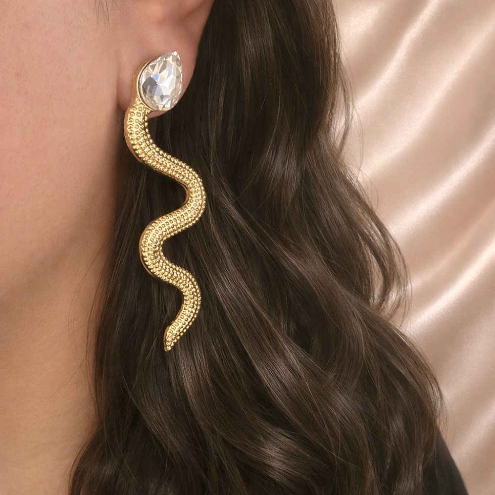 Boucles d’oreilles serpent cristal femme – bijoux acier inoxydable | Gaou Bijoux