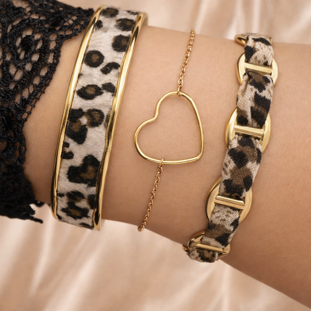 Bracelet tissu & maillons maille marine dorés – multicolore | Gaou Bijoux