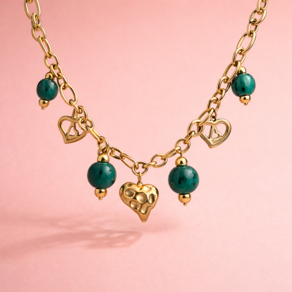 Collier Cœurs Émeraude