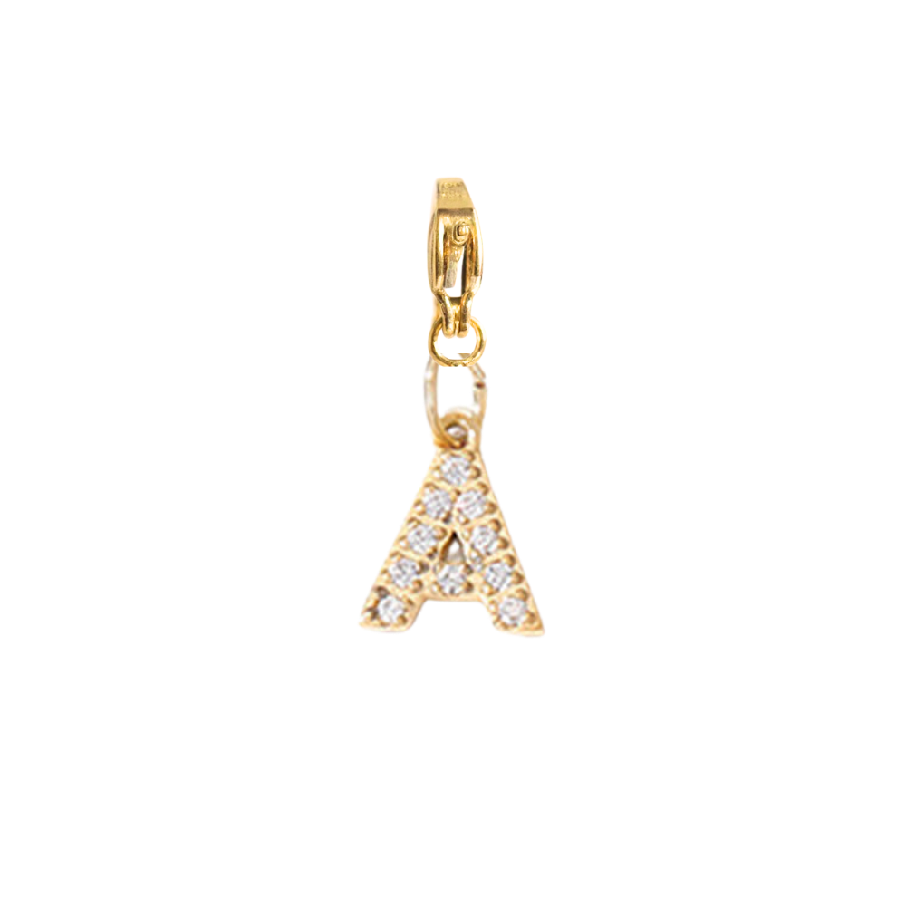 Charm Lettre A Strass Doré | collier charms personnalisable | Gaou Bijoux