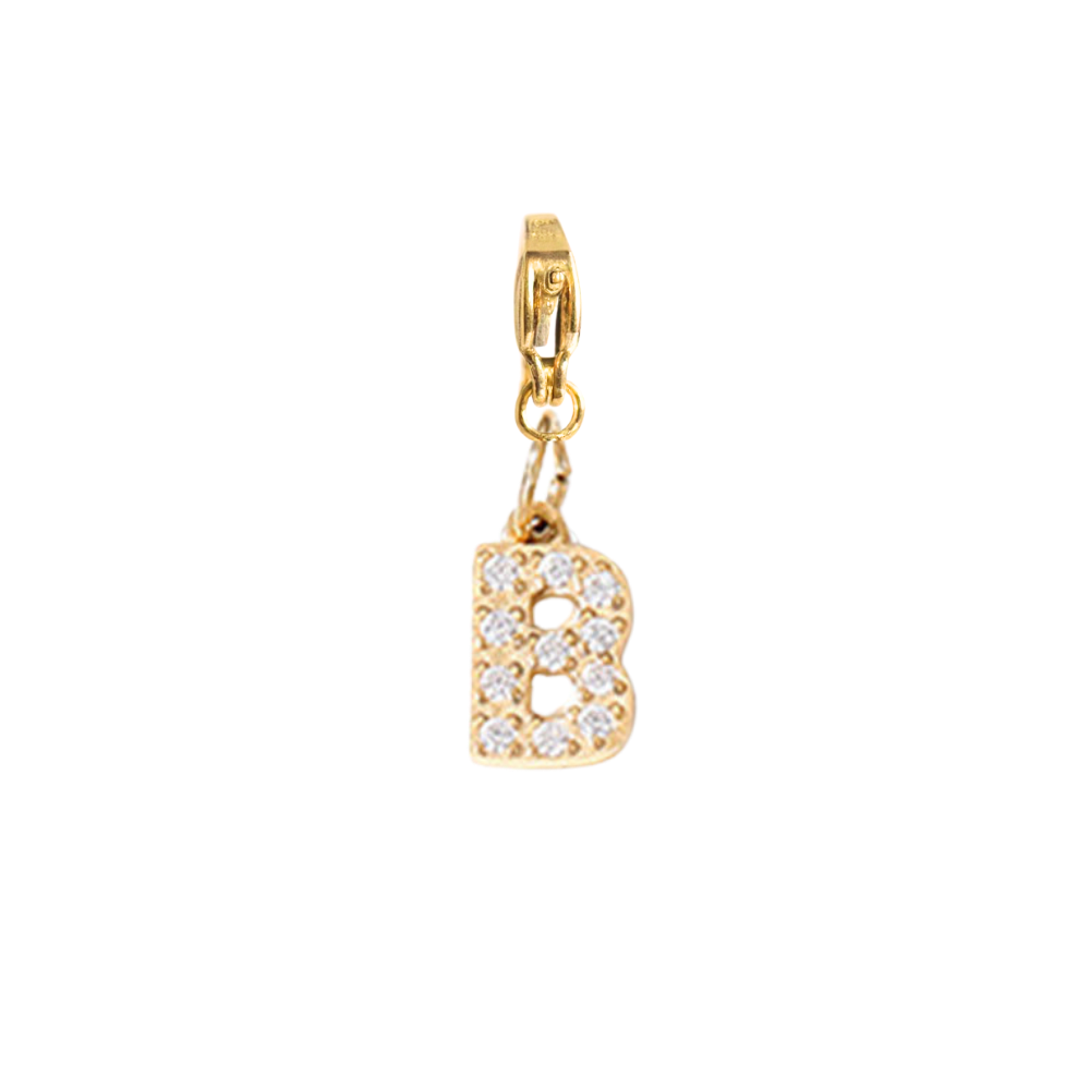 Charm Lettre B Strass Doré | collier charms personnalisable | Gaou Bijoux