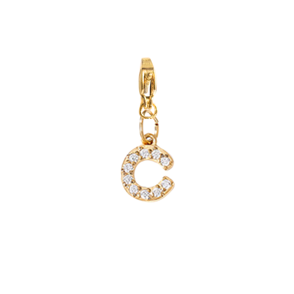 Charm Lettre C Strass Doré