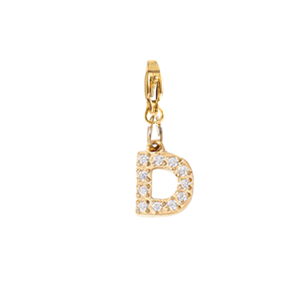 Charm Lettre D Strass Doré | collier charms personnalisable | Gaou Bijoux