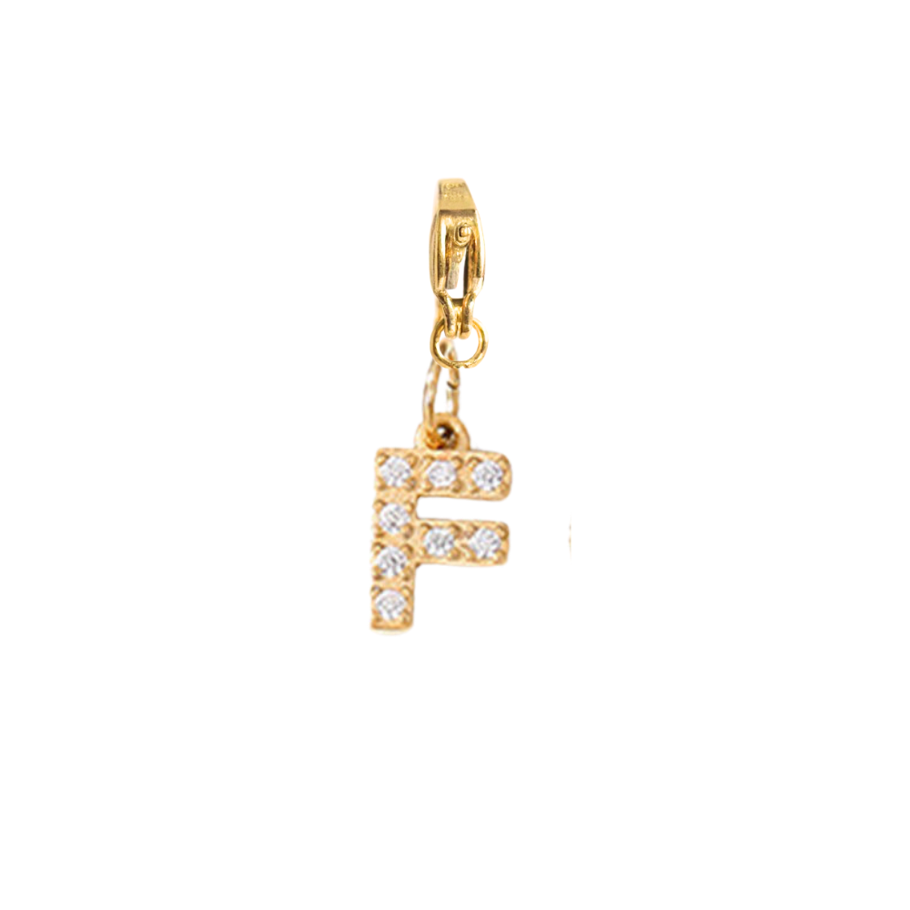 Charm Lettre F Strass Doré