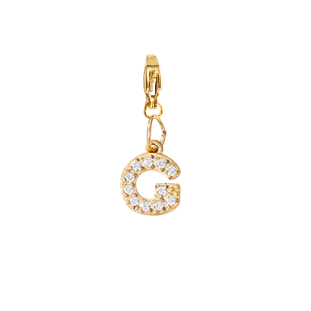 Charm Lettre G Strass Doré | collier charms personnalisable | Gaou Bijoux