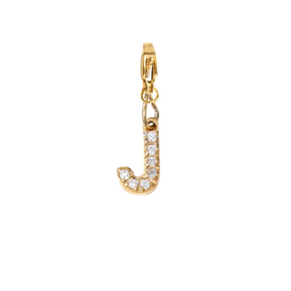 Charm Lettre J Strass Doré | collier charms personnalisable | Gaou Bijoux