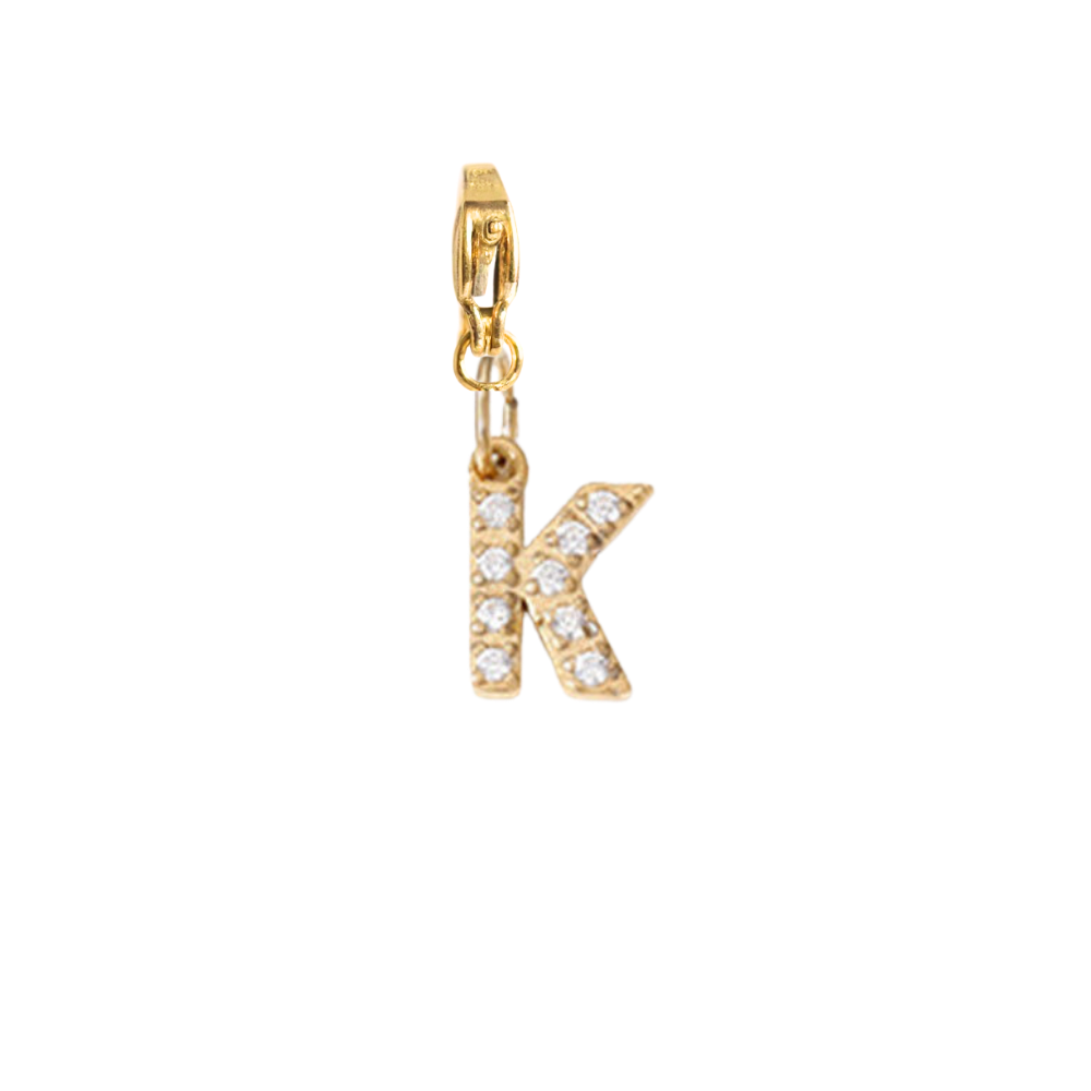 Charm Lettre K Strass Doré | collier charms personnalisable | Gaou Bijoux