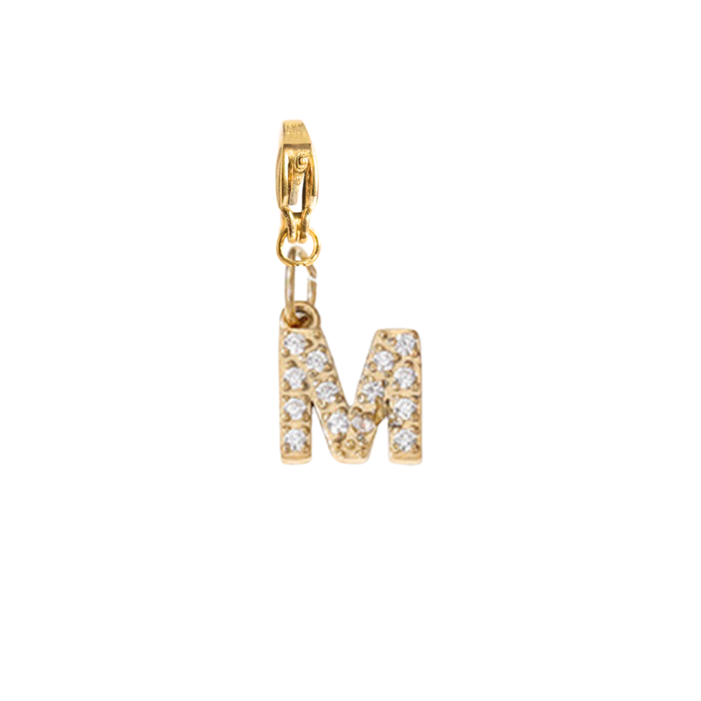 Charm Lettre M Strass Doré