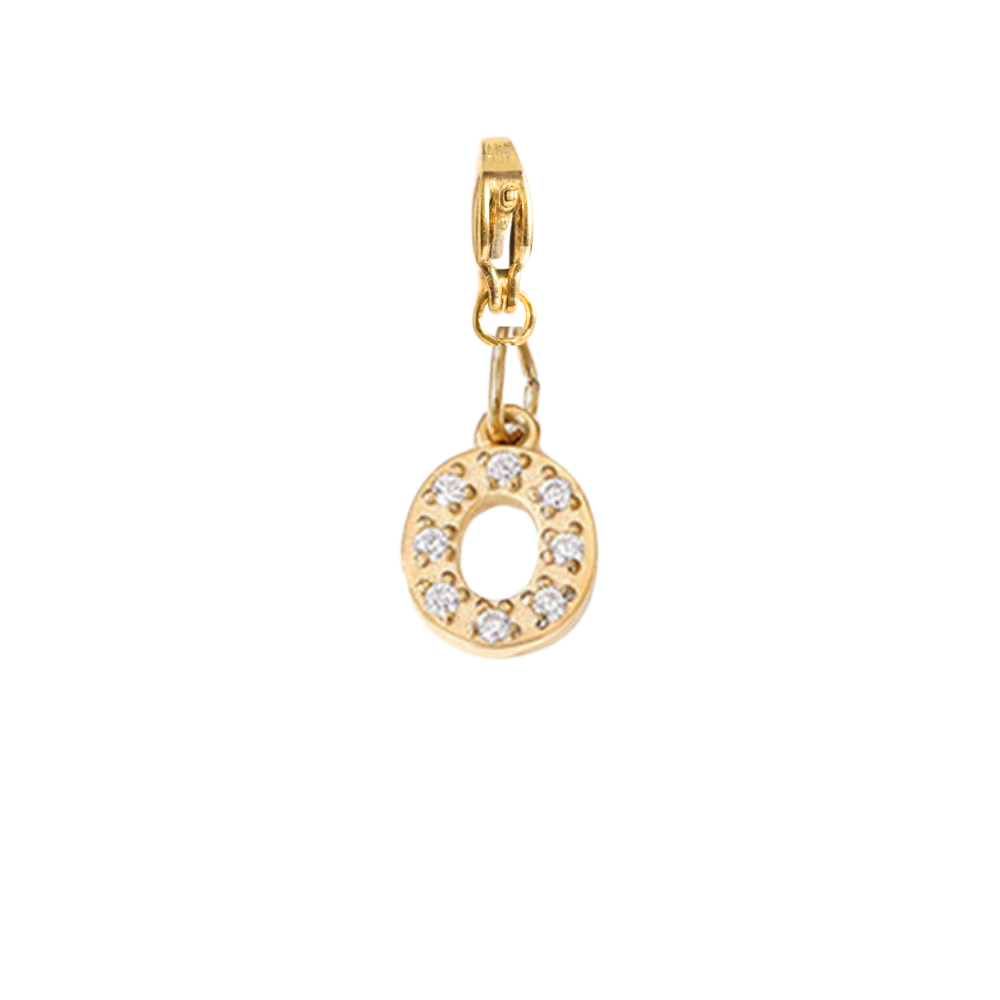 Charm Lettre O Strass Doré | collier charms personnalisable | Gaou Bijoux