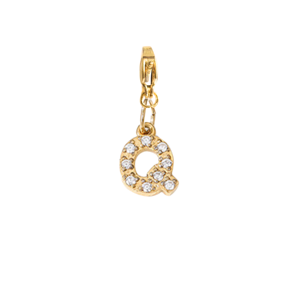 Charm Lettre Q Strass Doré